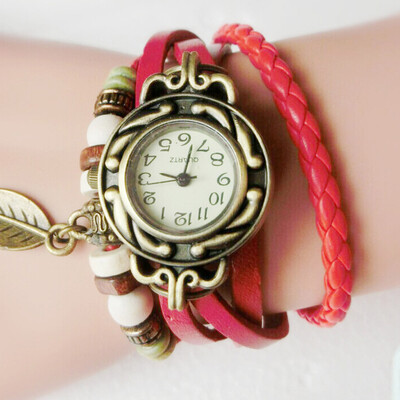 

Duoya 2018 Fashion Ladies Watches Women Luxury Leaf Leather Wrist For Women Bracelet Vintage Sport Clock Watch Christmas Gif
