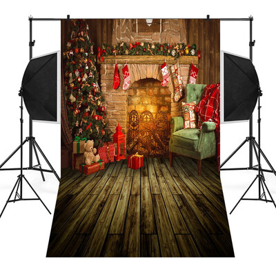 

〖Follure〗Christmas Backdrops Tree Vinyl 3x5FT Fireplace Background Photography Studio