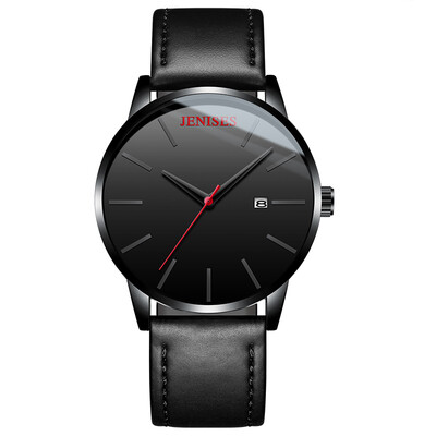 

Real leather mens watch simple quartz watch Korean trend student watch large dial casual personality watches mens watches