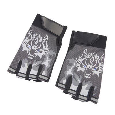 

Unisex Wolf Head Printing Anti Slip Breathable Cycling Half Finger Gloves
