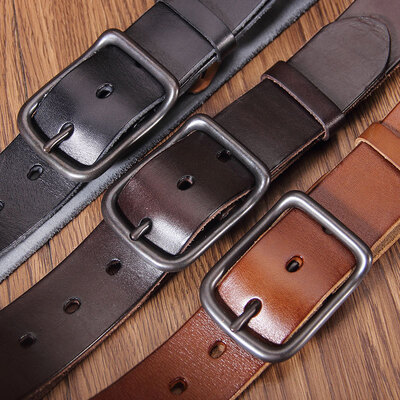 

Guangzhou factory belt top layer cowhide leather cowhide pinhole mens retro belt 38cm belt belt men