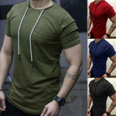 

Fashion Mens Casual Fit Short Sleeve Slim Muscle Bodybuilding T-shirt Tee Tops