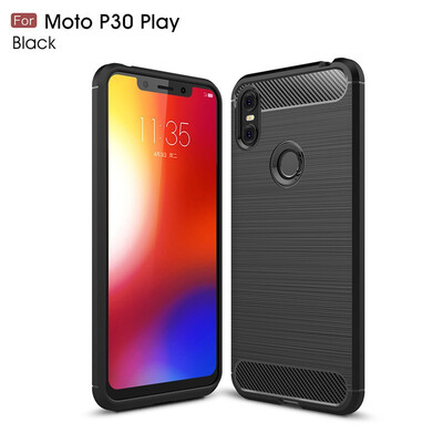 

Back Cover For Motorola Moto P30 Play Case Carbon fiber Soft Fundas Coque Celulars Fecoprior