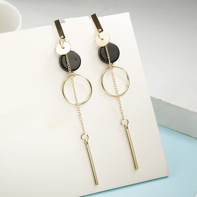 

2018 New Long Earrings For Women Triangle Round Design Geometric Ear Jewelry Punk Style Statement Earrings