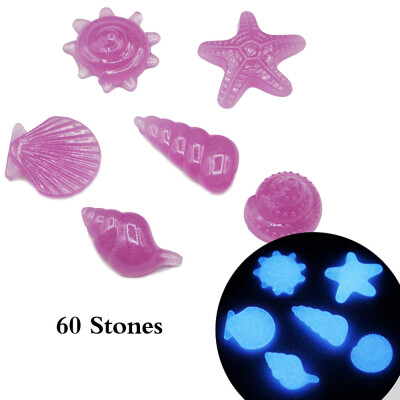 

60pcsBag DIY Home Decor Luminous Sea Conch Shell Starfish Glow in Dark Colorful Pebbles Rocks Stone for Aquarium Fish Tank