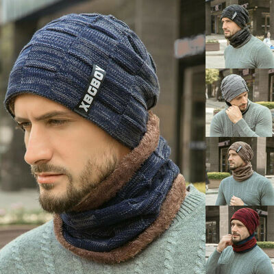 

Winter Women Men Knit Warm Ski Hat Unisex Crochet Slouch Cap Neckerchief Beanie