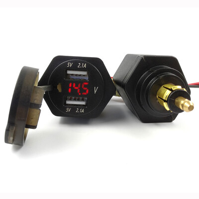 

Motorcycle Dual USB Charger for DIN Hella Socket USB 42A Voltmeter Voltage for EU BMW Motorcycles Input 12-24V