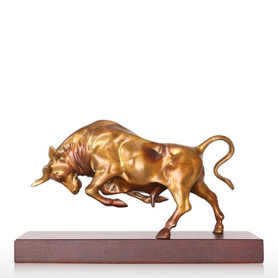 

Green Vigorous Bull Bronze Sculpture Full of Momentum Strength Animal Sculpture Bull