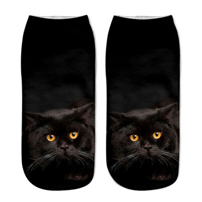 

New cartoon teenage 3D cartoon cat series of men&women with camouflage stealth ship socks sports socks