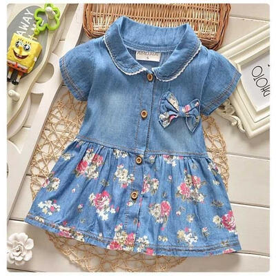 

2016 New Toddler Baby Girls Party Sundress Denim Tulle Vest Skirt Tutu Dress Age 0-4Y