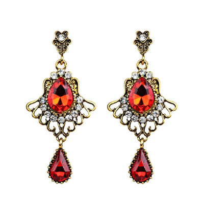 

Charming Retro Alloy Crystal Earrings For Women Vintage Gem Flower Dangle Statement Earrings Brincos Pendientes