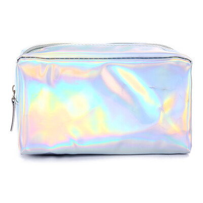 

Simple Fashion Holographic Pencil Case Cosmetic Makeup Pouch Storage Zipper Purse Bag