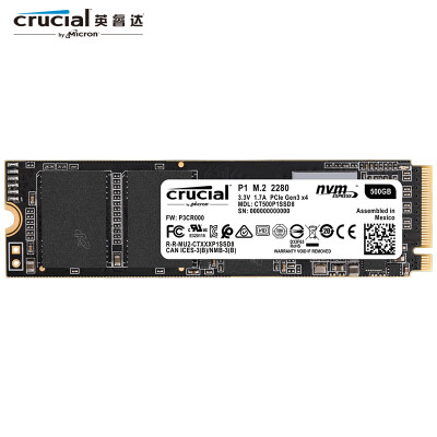 

Micron Crucial P1 Series 500G NVMe M2 2280 Solid State Drive