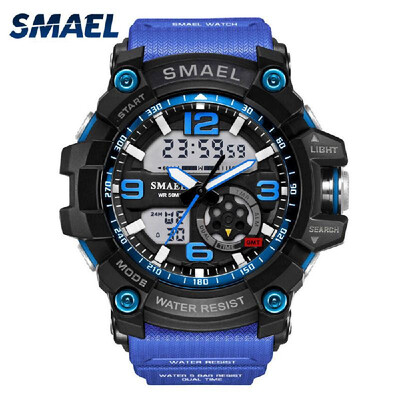 

Mens Stylish Sports Multi-function Electronic Waterproof Watch Dual Display Wristwatches
