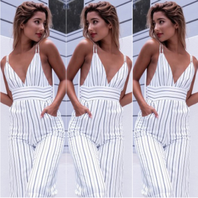 

Women Ladies Jumpsuit Striped Women Summer Holiday Casual Sleeveless Romper