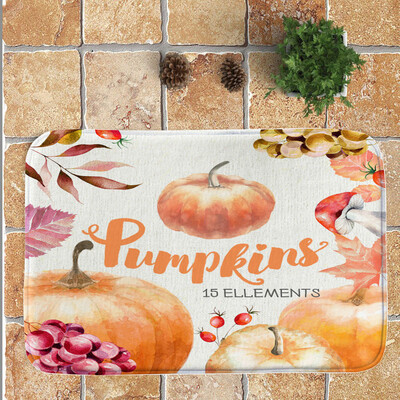 

〖Follure〗Thanksgiving Day Pumpkin lantern Entrance Door Bathroom Mat Indoor Bath Decor