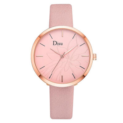 

Fashion Womens Watches Lotus pattern scale Ladies Quartz Wristwatch Temperament Leather Strap Minimalism Clock Reloj Mujer