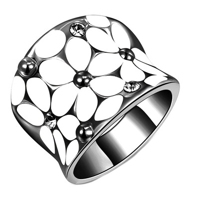 

Newest Fashion White Gold Color Ring Austrian Crystal Flower Engagement Rings for Women Wedding Jewelry