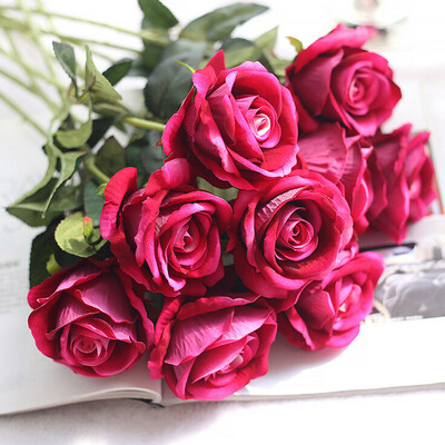 

Gobestart 10 Head Latex Rose Flowers For wedding Party Home Design Bouquet Decor B