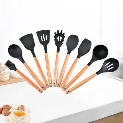 

9Pcs Silicone Non-stick Spatula Spoon Handle Cookware Kitchenware Cooking Tools