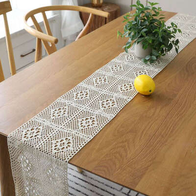 

Vintage White Lace Table Runner Cloth Party Dining Room Banquet Decor Creative