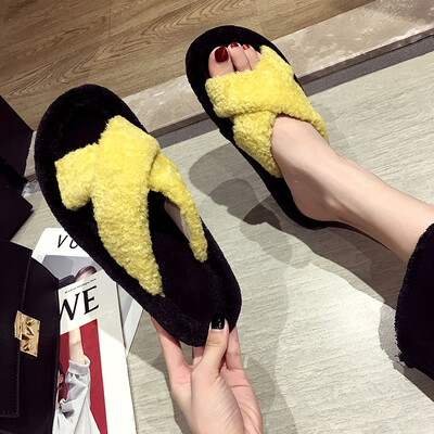 

Cool slippers women wear autumn Korean version of the network popular fashion open - toed thick - bottom cross - a word to drag ca