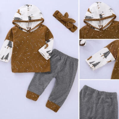 

Toddler Baby Kids Boy Girl Hoodie Hooded Top T-shirtPants Outfit Clothes Set 0-24M