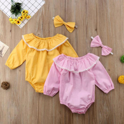 

Newborn Infant Kid Baby Girl Clothes Ruffle Romper Jumpsuit Bodysuit Outfits Set