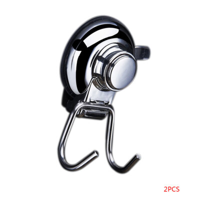 

2 Pcs Stainless Steel Suction Cup Vacuum Double Hook No Drilling Non-mark Bathroom Kitchen Shower