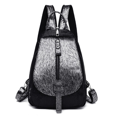 

Small backpack female Korean fashion sequins small backpack female portable travel bag chest bag