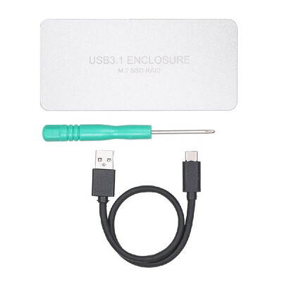 

USB31 Type-C to 2 Ports NGFFM2 SSD Raid Enclosure with Raid Raid0 Raid1 or PM BlackSilver
