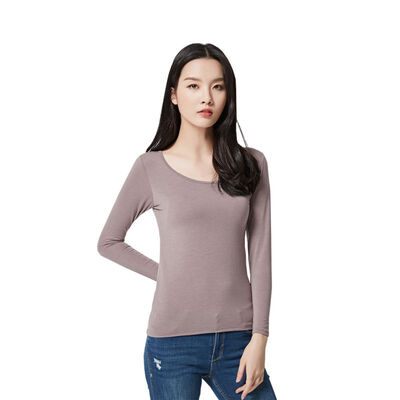 

Padded Wireless Womens Sleep Tops Cotton Fabric Soft Solid Home Fitness Basic Top Autumn Spring Long Sleeve Sleep Wear for Women