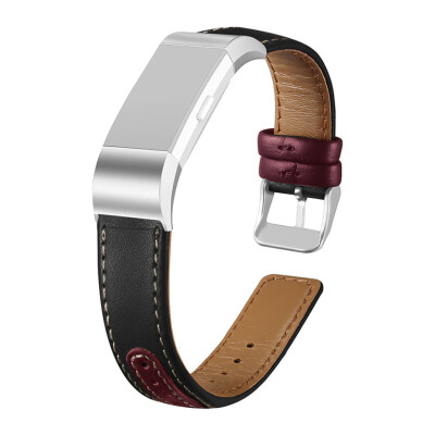 

〖Follure〗Replacement Leather Wristband With Metal Connectors For Fitbit Charge 2 Watch