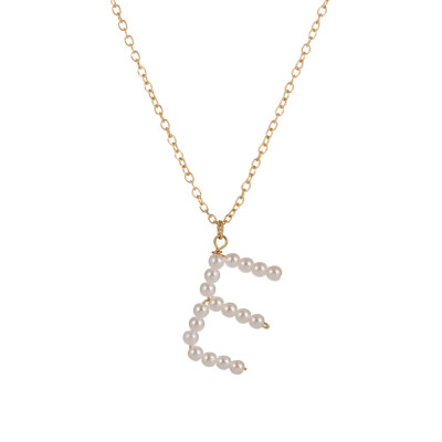 

New Fashion A-Z 26 Letter Necklace Alphabet Pendant Jewelry Statement Elegant Pearl Gold Chain Long Necklace