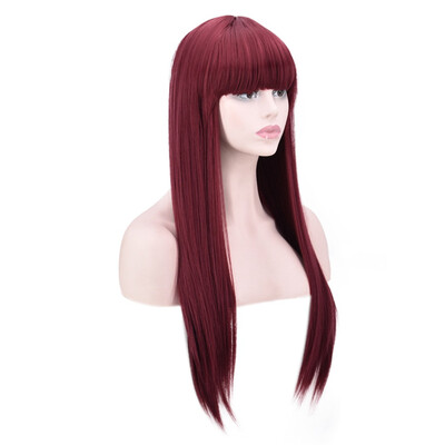 

〖Follure〗Red Wine Women Natural Sexy Long Synthetic Wig Fashion Parting Wigs Rose Net