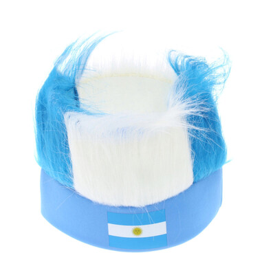 

Football Game World Cup Caps Hats with Wig Hair Piece for Argentina Soccer Fans Headwear Ployester Headband