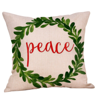 

Siaonvr Merry Christmas Pillow Cases Cotton Linen Sofa Cushion Cover Home Decor