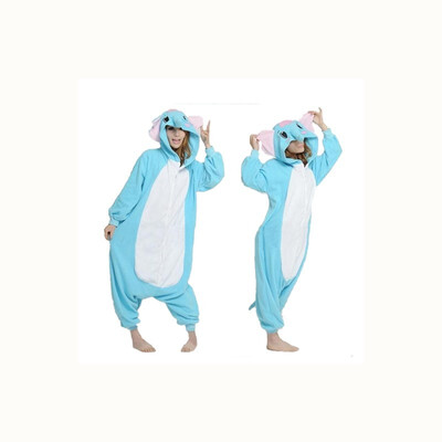 

Big blue elephant cartoon animal one-piece pajamas