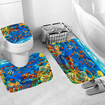 

Gobestart 3pcs Non-Slip Fish Scale Bath Mat Bathroom Kitchen Carpet Doormats Decor