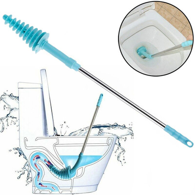 

Siaonvr Flexible Toilet Brush Long Handle Plunger Bathroom Clogging Cleaner Tool Durable