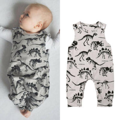 

US Newborn Baby Boy Clothes Dinosaur Sleeveless Romper Jumpsuit Overall Outfits