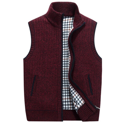 

Toponeto New Style For Men In Autumn And Winter Pure Fleeced Warm Cardigan Vest Blouse