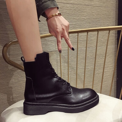 

Short boot girl spring&autumn single boot ins Yinglun wind side zipper boots show thin thick heel locomotive boots