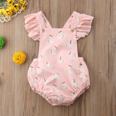 

Toddler Kids Baby Animals Printed Off Shoulder Romper Bodysuit Clothes Outfit