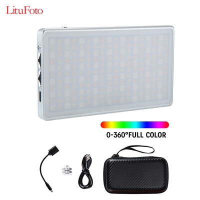 

LituFoto Mini Pocket RGB LED Video Light Panel Power Bank Function Camera Fill Light 3200K-5600K RA＞96 360 Colors 9 Common Light