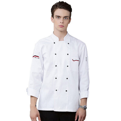 

Unisex Long Sleeve Stand Collar Chef Shirt Top Restaurant Hotel Kitchen Costume