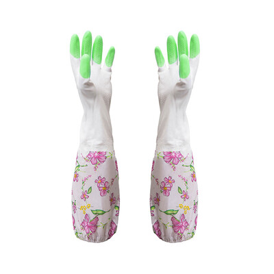 

Siaonvr Waterproof Rubber Latex Flannel Washbowl Gloves Kitchen Household Cleaning Glove
