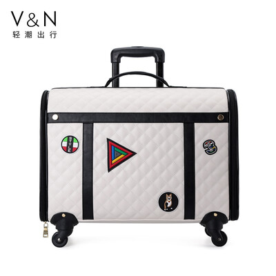 

Pet suitcase Personal trolley case Suitcase Portable puppy cat out of luggage bag Universal wheel box Trend