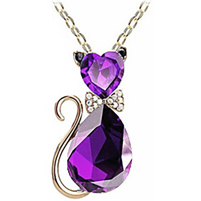 

Luxury Wedding Bridal Women Cat Rhinestone Charm Pendant Necklace Party