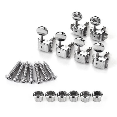 

6 In-Line Semi-Closed Guitar Locking Tuners Tuning Pegs Machines Heads Set for ST Tele Electric Guitar